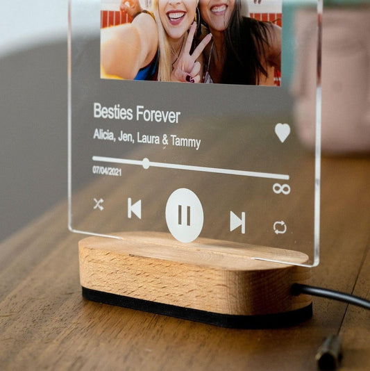 Personalized Photo Night Light Plaque Music Frame Gift, Valentines Day Gift LED, Gift For Him Her, Custom Picture Frame, Gift For Boyfriend