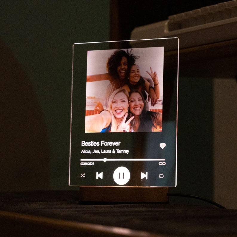 Personalized Photo Night Light Plaque Music Frame Gift, Valentines Day Gift LED, Gift For Him Her, Custom Picture Frame, Gift For Boyfriend