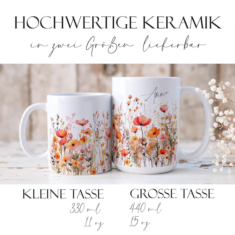 Mug Personalized Personalized Gift Ceramic Mug Watercolor Flowers Gift for Women Best Friend Gift Idea Aunt Colleague