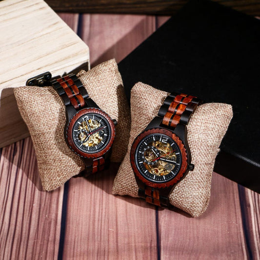 Personalized Watch,Wooden Watch,Skeleton Automatic MovementCustom Him & Her Gift,Anniversary gift,Valentines Day Gift,Wedding Gift