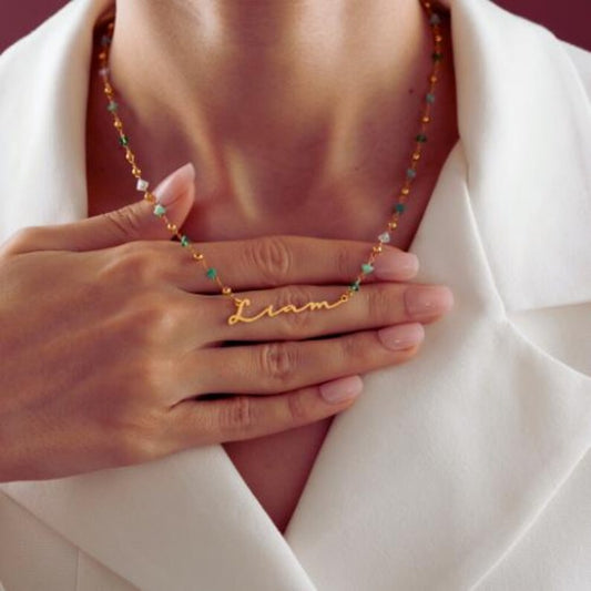 Personalized Name Necklace, Custom Name Pendant, Gold Nameplate, Script Letter Necklace, Bridesmaid Gift, Gift for Mom, Birthday Gift