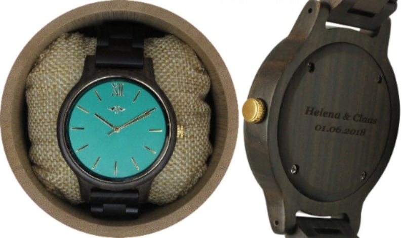 Engraved Zebra Wood Couple’s Watch, Couples Matching Gift, Men and Women Wood Watch, Christmas Gifts, Personalized Wood Watch, Wedding Gift