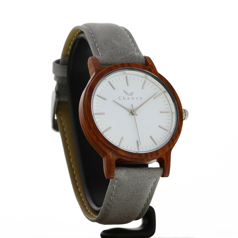 CWA watch wooden watch Tofino rosewood gray wood leather strap stainless steel watch wristwatch women unisex