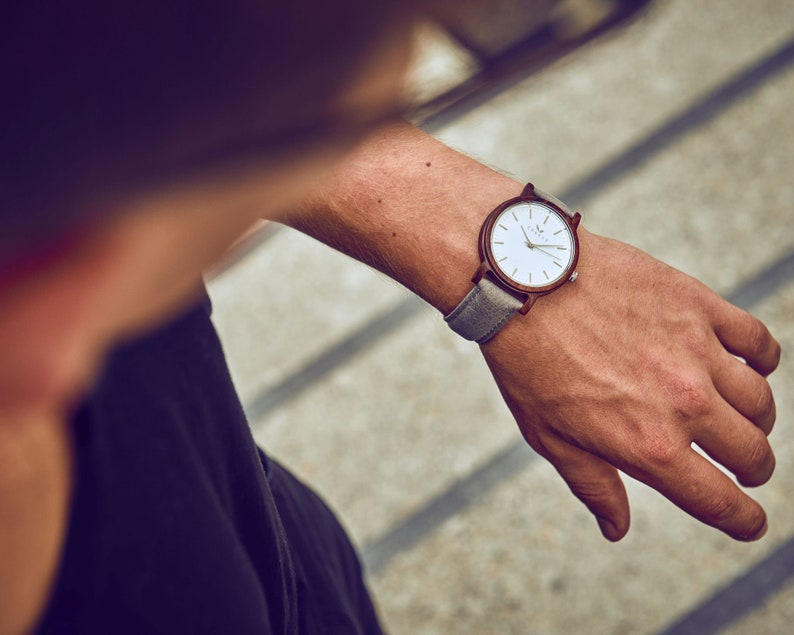 CWA watch wooden watch Tofino rosewood gray wood leather strap stainless steel watch wristwatch women unisex