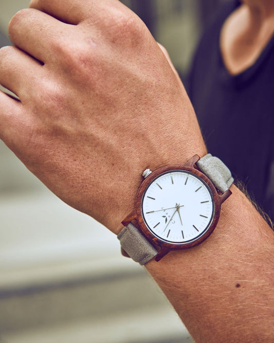 CWA watch wooden watch Tofino rosewood gray wood leather strap stainless steel watch wristwatch women unisex