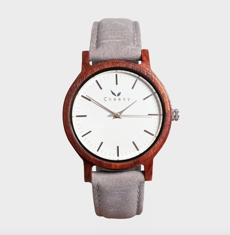 CWA watch wooden watch Tofino rosewood gray wood leather strap stainless steel watch wristwatch women unisex