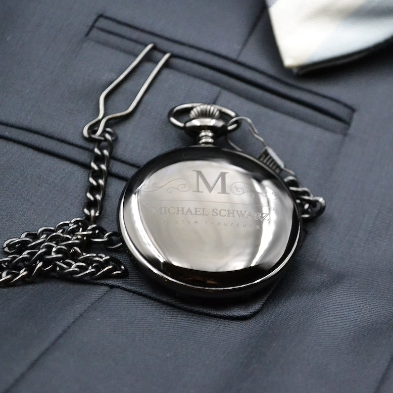 Pocket watch with engraving Watch with initials Gift for baptism Communion Wedding gift Best man Bridesmaid