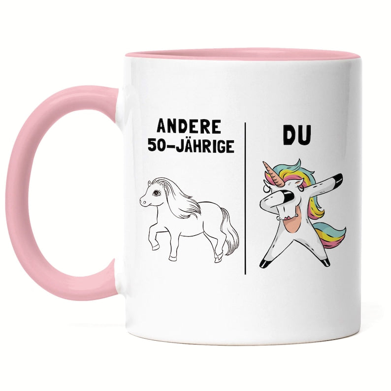 50th Birthday Mug Pink with Saying Women Funny Unicorn 50 Years Gift Idea Other 50 Year Olds