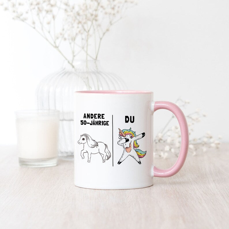 50th Birthday Mug Pink with Saying Women Funny Unicorn 50 Years Gift Idea Other 50 Year Olds