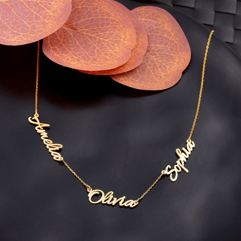 Personalized Dainty Name Necklace 3 Names made of 925 Sterling Silver Mom Family Necklace with Children's Names Christmas Gift