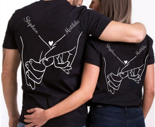 Holding hands hoodie, custom anniversary gift t-shirt, partner gift, personalized partner hoodie