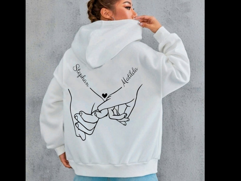 Holding hands hoodie, custom anniversary gift t-shirt, partner gift, personalized partner hoodie
