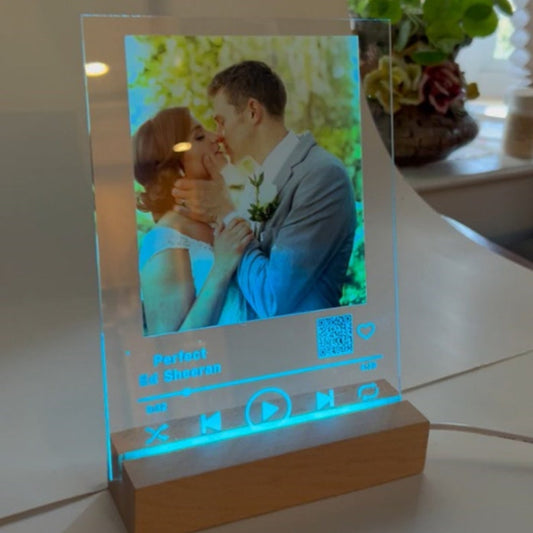 Personalized LED Music & Photo Plaque Night Light, Custom Couple Song Music Plaque Music Art Romantic Gifts, Custom Couple Picture Plaque