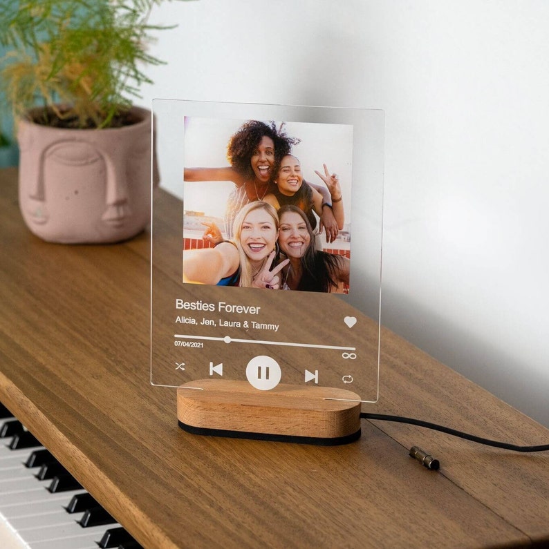 Personalized Photo Night Light Plaque Music Frame Gift, Valentines Day Gift LED, Gift For Him Her, Custom Picture Frame, Gift For Boyfriend