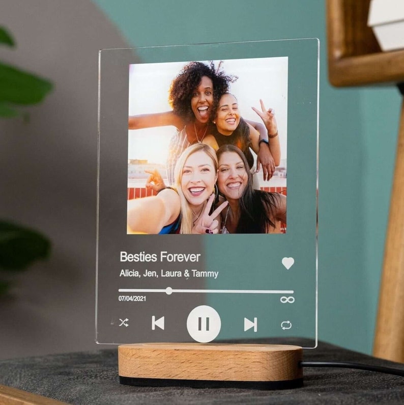 Personalized Photo Night Light Plaque Music Frame Gift, Valentines Day Gift LED, Gift For Him Her, Custom Picture Frame, Gift For Boyfriend