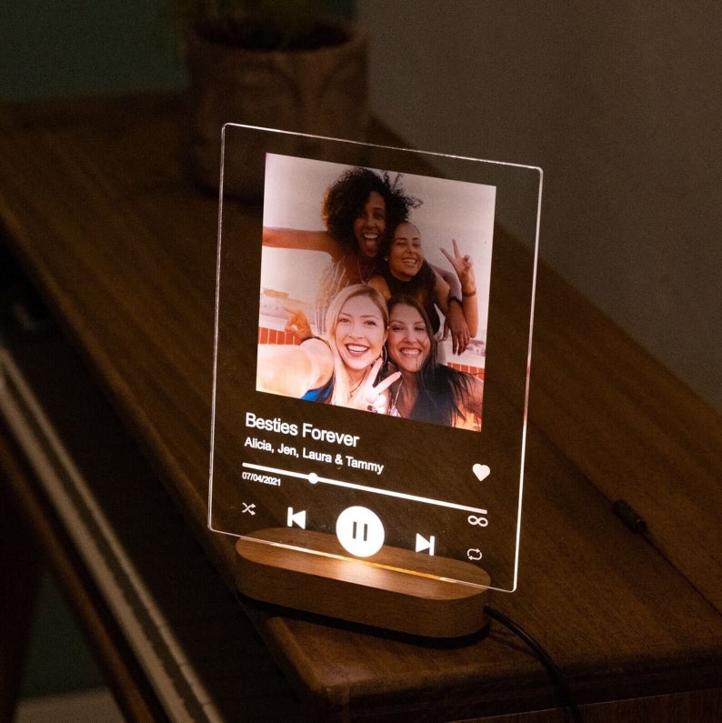 Personalized Photo Night Light Plaque Music Frame Gift, Valentines Day Gift LED, Gift For Him Her, Custom Picture Frame, Gift For Boyfriend
