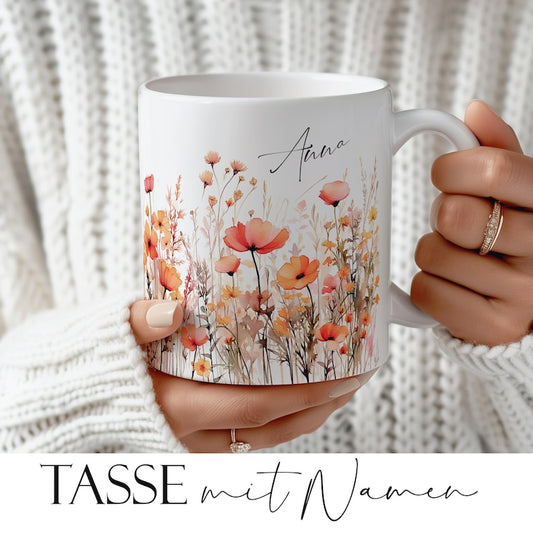Mug Personalized Personalized Gift Ceramic Mug Watercolor Flowers Gift for Women Best Friend Gift Idea Aunt Colleague