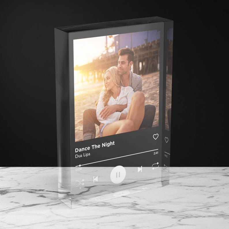 Personalised Song Music Plaque Thick Customized Acrylic Song Plaque with Any Photo Song Any Playlist Music Gift Music Prints Anniversary