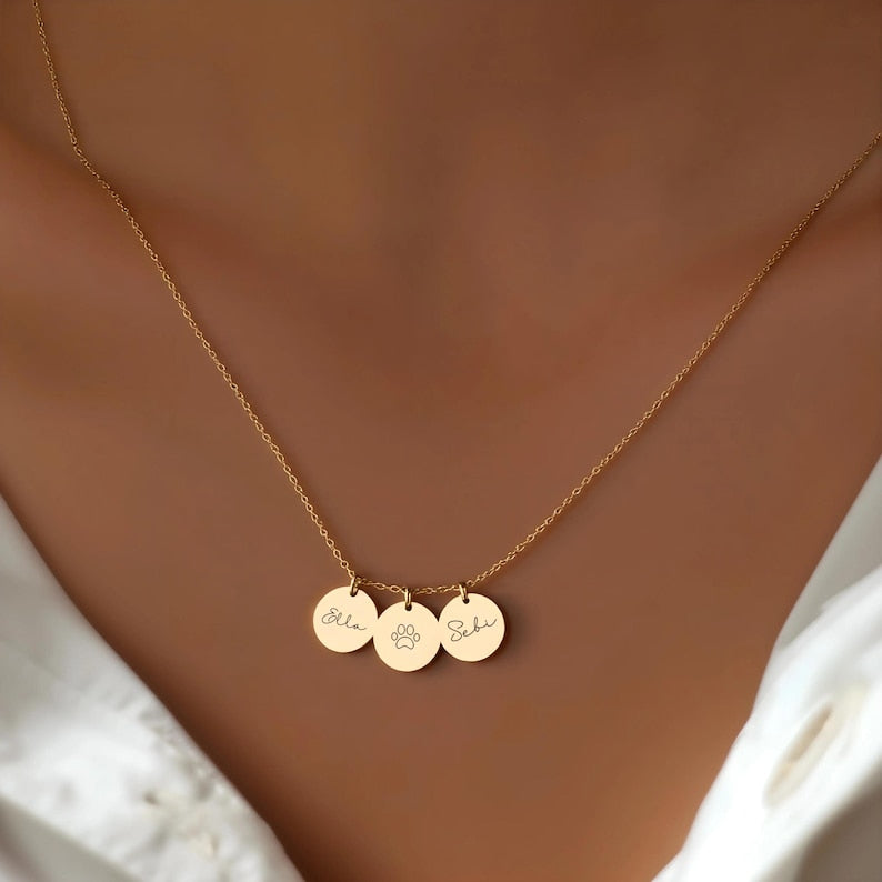 Multiple Name Necklace, Initial Necklace for Mom Gift, Mother's Day Gift, Kids∙Family, Christmas Gift
