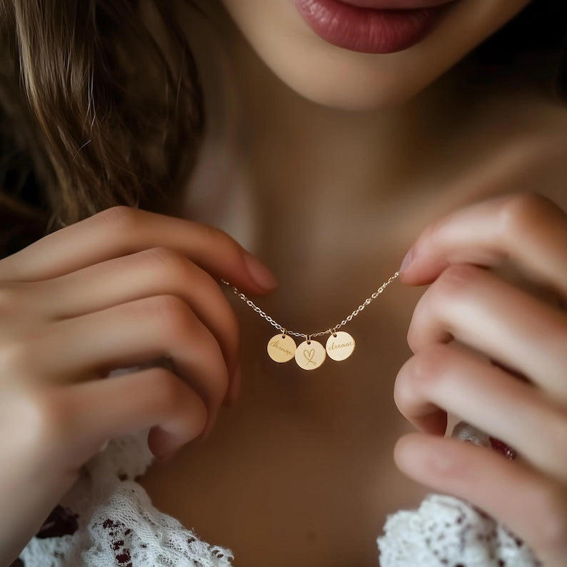 Multiple Name Necklace, Initial Necklace for Mom Gift, Mother's Day Gift, Kids∙Family, Christmas Gift