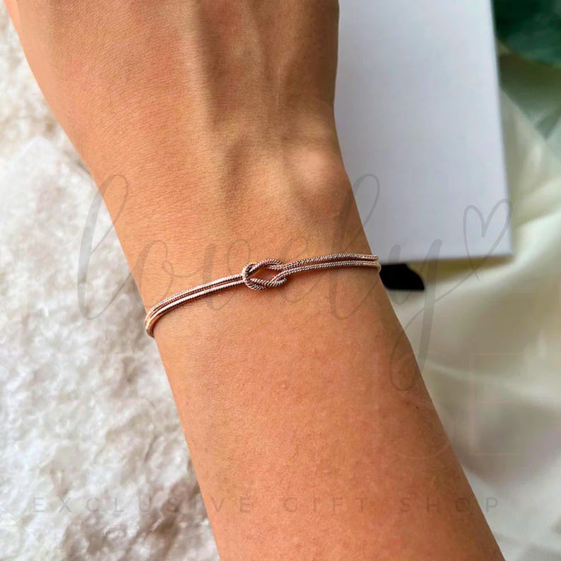 Knot bracelet set, Matching bracelet for couple, Waterproof jewelry chain, His and Her gifts, Long Distance