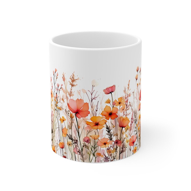 Mug Personalized Personalized Gift Ceramic Mug Watercolor Flowers Gift for Women Best Friend Gift Idea Aunt Colleague