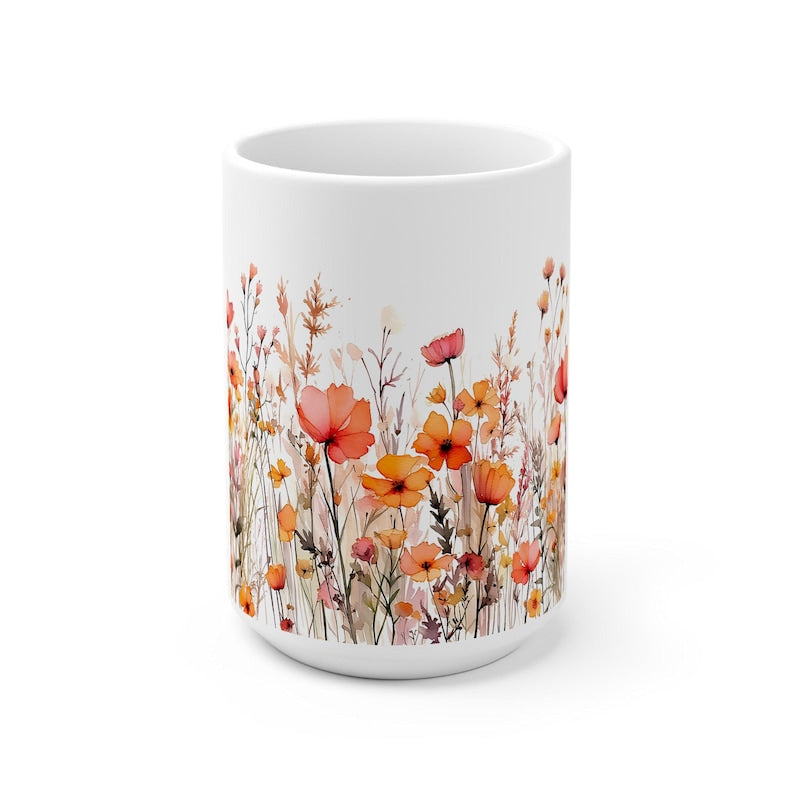 Mug Personalized Personalized Gift Ceramic Mug Watercolor Flowers Gift for Women Best Friend Gift Idea Aunt Colleague