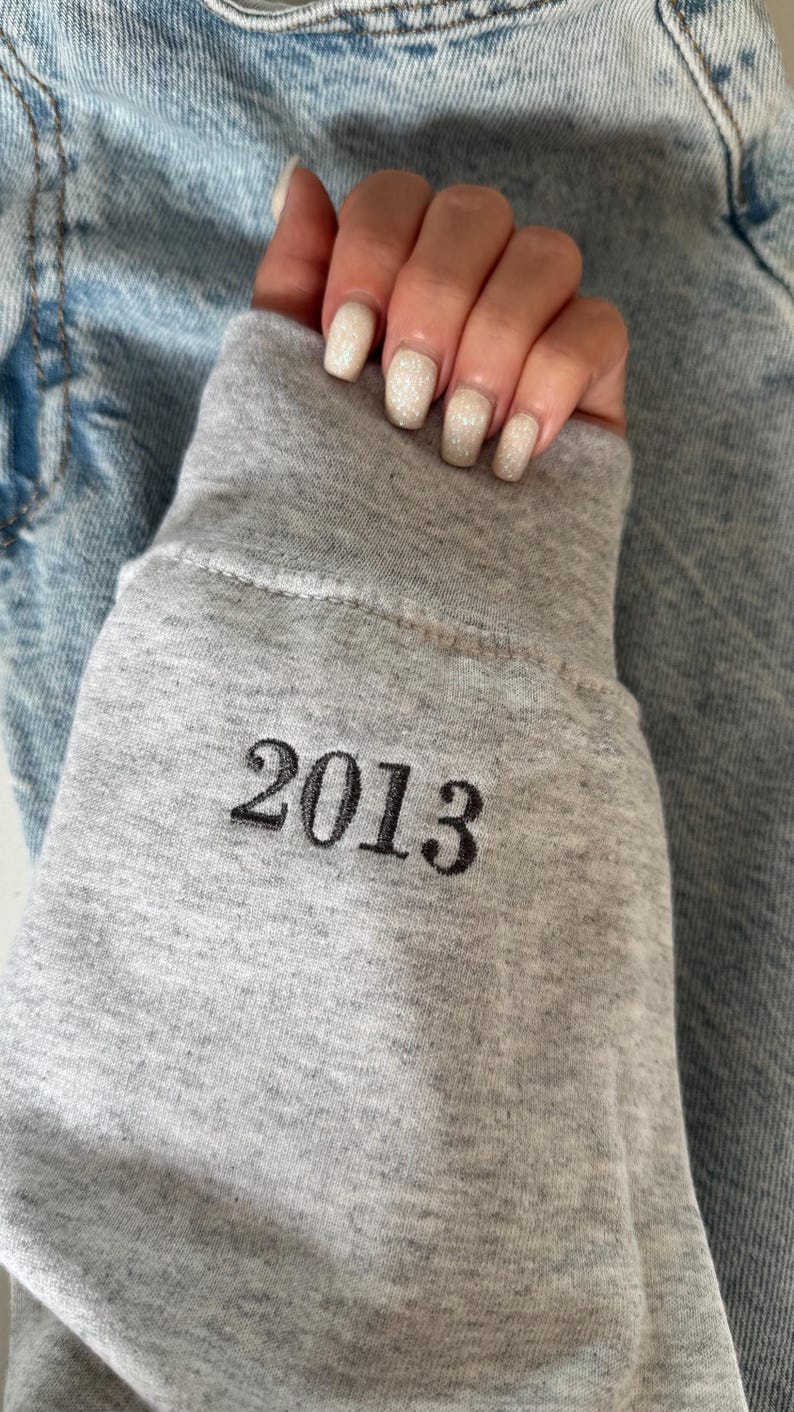 Custom Embroidered Initial Heart Sweatshirt, Valentines Day, Couple Crewneck, Initial On Sleeve, Couple's Shirt, Anniversary Gift,