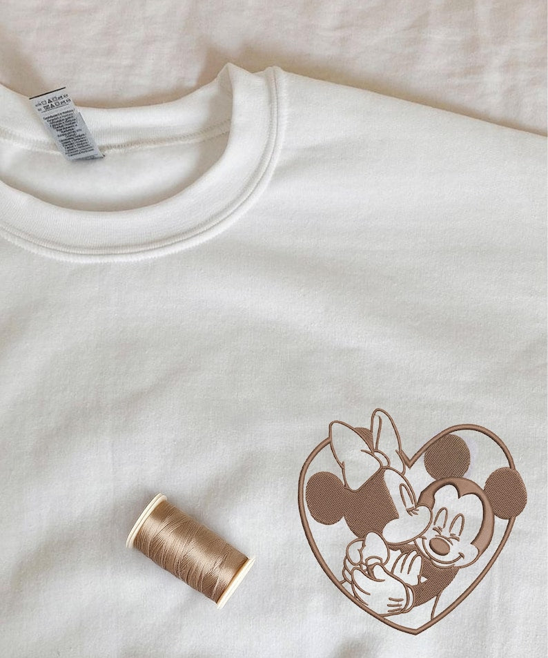 Mickey and Minnie Personalized Matched Embroidered T-Shirt, Mickey and Minnie custom embroidery hoodie, Disney custom t-shirt, couple shirt