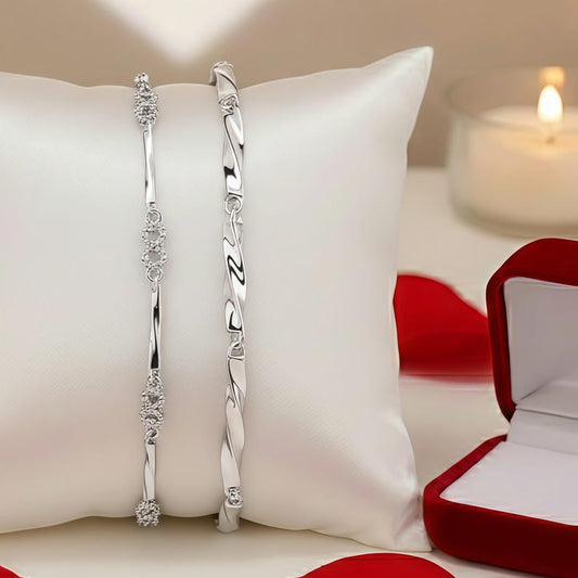 Silver Sterling Möbius Couple Bracelet, Minimalist Eternal Love Bracelets