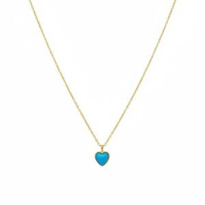 Stainless Steel Minimal Blue Stone Heart Necklace