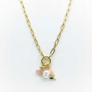 Stainless Steel Lock Removable Charm Tulip Necklace