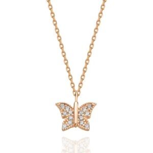 Sterling Silver Rose Gold Butterfly Necklace