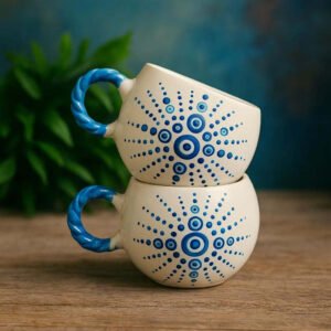 Set Of 2 Handmade Ceramic Mugs For Coffee And Espresso