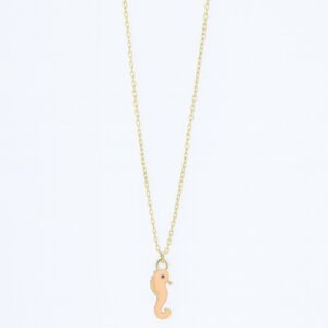 Stainless Steel Cream Enamel Seahorse Necklace For Women