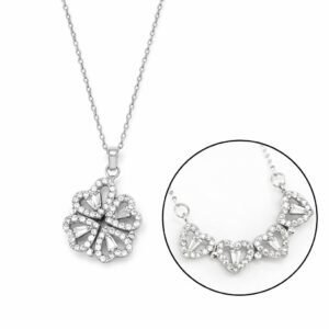 Stainless Steel Zircon Stone Opening Clover Necklace