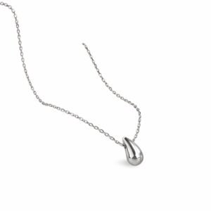 Stainless Steel Silver Teardrop Necklace For Women
